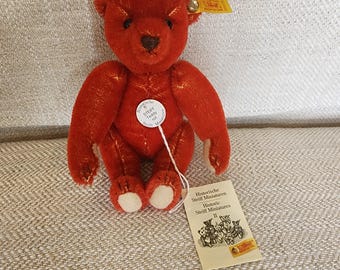 Vintage Steiff Historic Miniatures II Red Mohair Teddy Bear with Tags