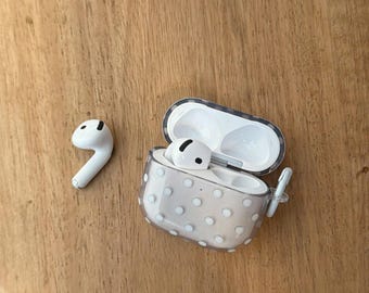 Polka Dot Clear AirPods Case with White Carabiner Ring, Kawaii Y2K Cute Cover for AirPods Pro 3 2 1 & AirPods 4 3 2 1, Gift for Her