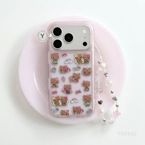 Hello Kitty Merch Genomskinligt Mobilskal med Pärlhänge, Kawaii Y2K Sött Estetiskt Skal för iPhone 17 16 15 Pro Max, Present till henne