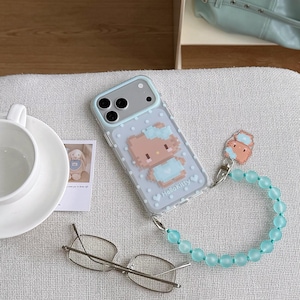 Hello Kitty Clear iPhone Case with Charm, Kawaii Y2K Pixel Art Cute Aesthetic Cover for iPhone 17 16 15 Pro Max, Gift for Her