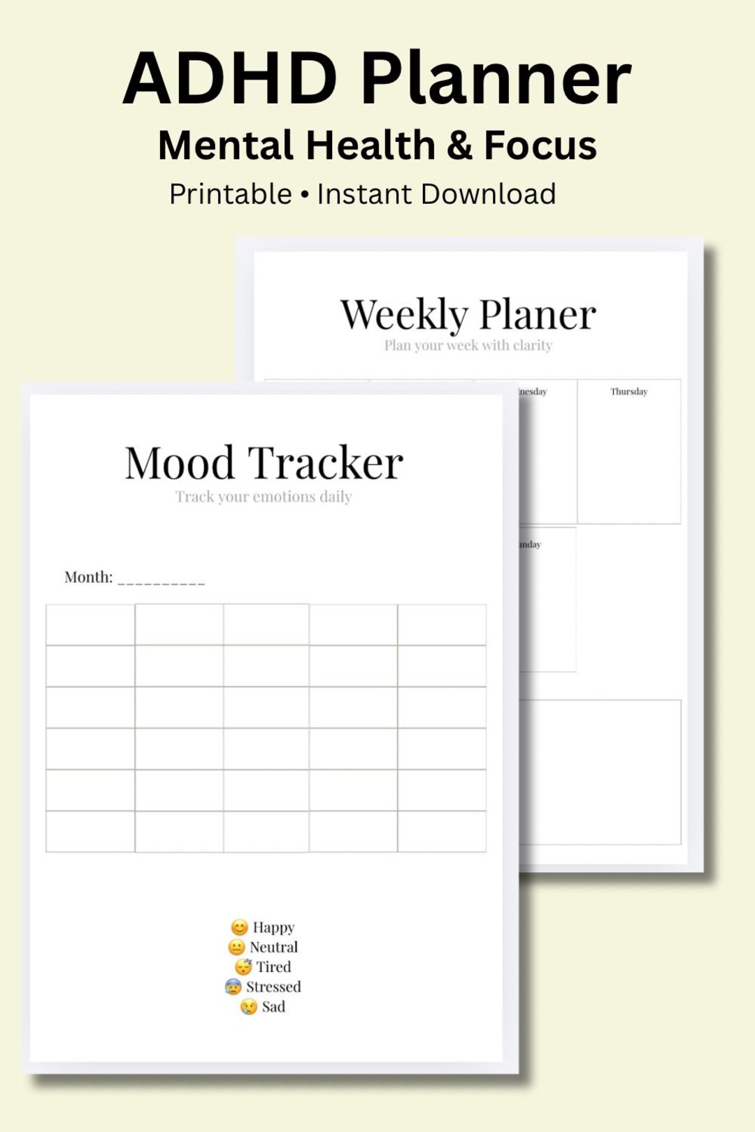 ADHD Planner Printable | Daily & Weekly Planner | Focus and ...