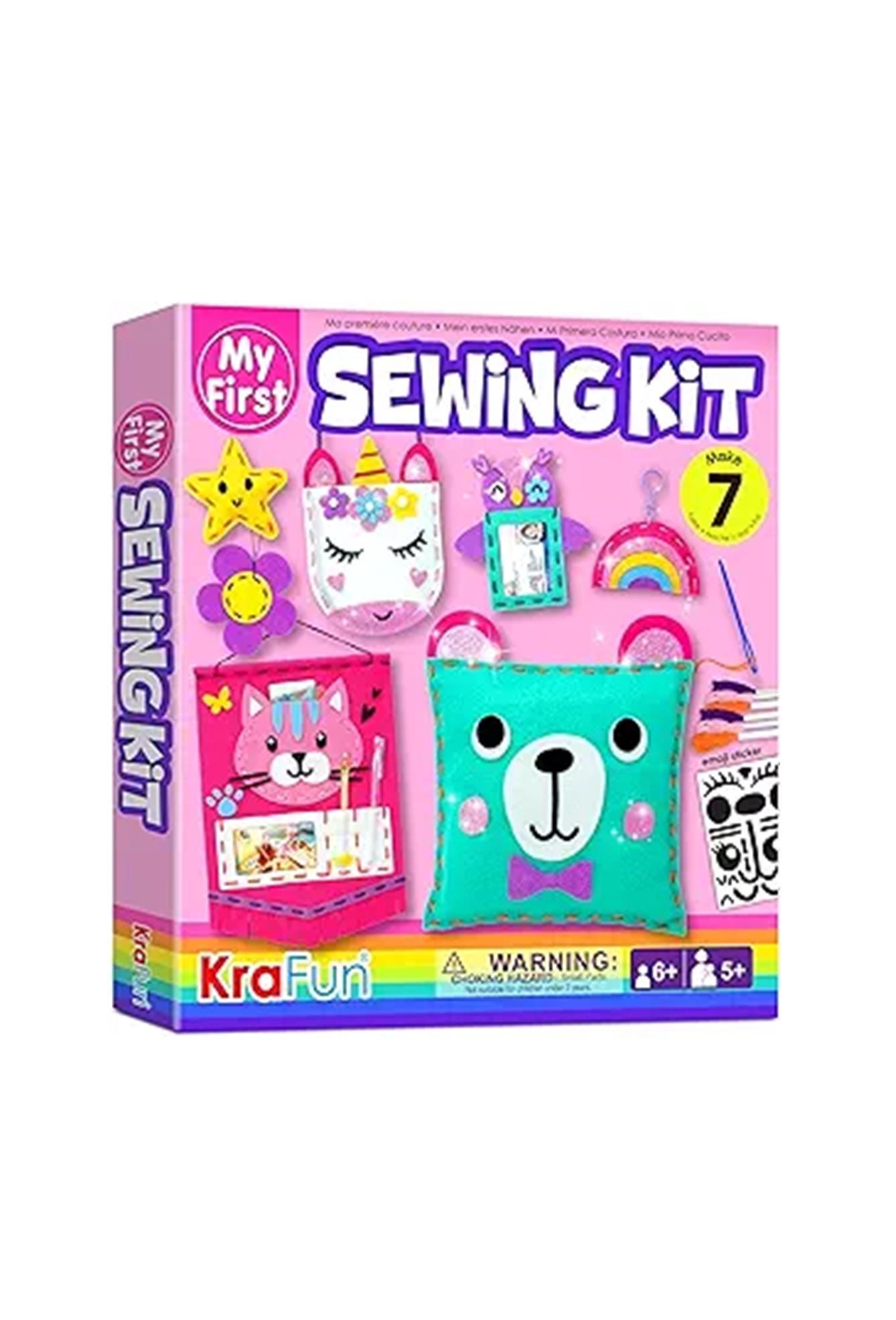 Kids Sewing Kit Beginner DIY Craft Set with Plush Animal Projects Felt Embroidery Learn to Sew Kit Gift for Boys Girls