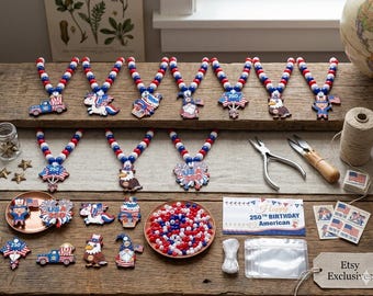 Kit de création de collier de perles patriotique pour la fabrication de bijoux à bricoler soi-même, cadeau de fête pour le 4 juillet, fête des États-Unis