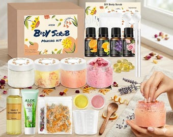 Kit de fabrication de gommage corporel bricolage avec gommage au sel et huile d'amande cadeau