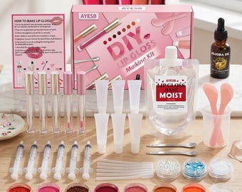 Kit de fabrication de brillant à lèvres bricolage pour fille et femme avec base de brillant à lèvres à l'huile de jojoba et tubes cadeau pour elle