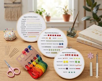 DIY Embroidery Stitch Practice Kit Handmade Embroidery Starter Kit with Stitch Techniques for Beginners