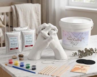 Kit de moulage à la main pour couple Kit de moulage à la main pour couple, anniversaire de mariage, cadeau de douche nuptiale avec base