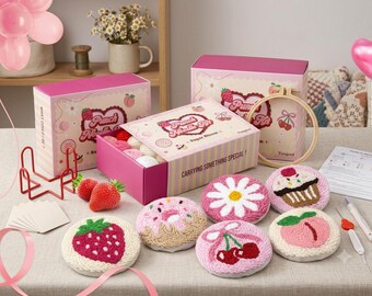 Punch Needle Coaster Kit DIY Embroidery Craft Set for Beginners and Adults
