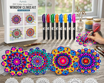 Kit d'art mandala en vitrail avec marqueurs attrape-soleil Activité de bricolage