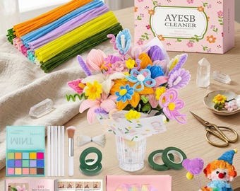 Lot de 800 fleurs cure-pipes avec fil floral pour enfants et adultes