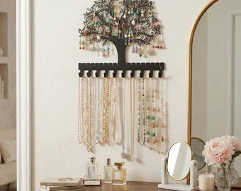 Organiseur de bijoux Arbre de vie Collier mural Support de bracelet Présentoir à bijoux en métal avec crochets