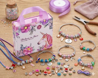 Kit de fabrication de bracelets à breloques licorne pour fille