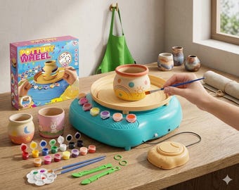 Kit de tour de potier pour enfants avec peintures à l'argile et outils de sculpture