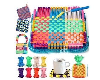 Weaving Loom Kit DIY Craft for Kids and Adults Potholder Knitting Activity Set with 224 Loops Beginner Friendly Gift