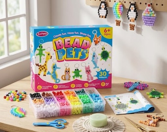 Kit de création de perles de poney pour porte-clés pour animaux de compagnie et bijoux à bricoler soi-même