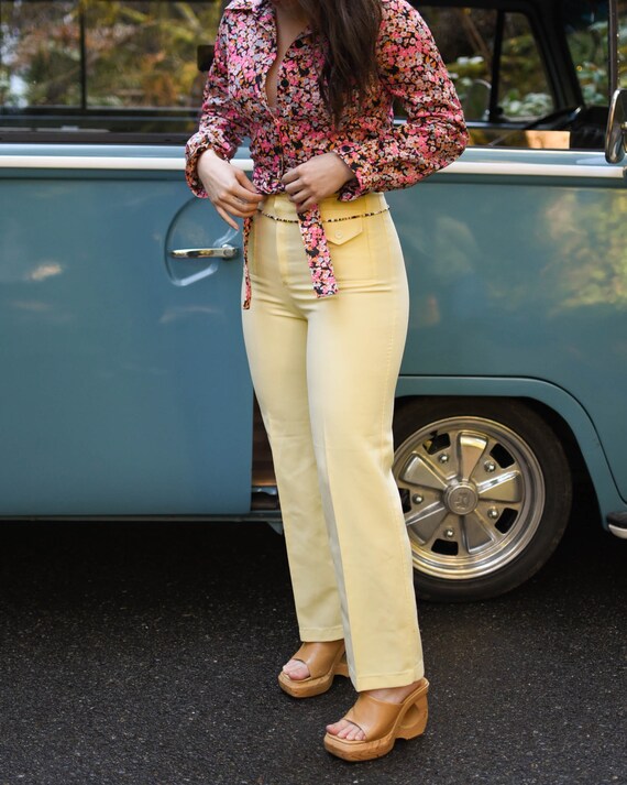 70’s Buttery YELLOW polyester Flares - image 6