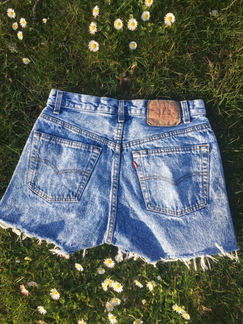 501 Patched Levi\u2019s cut off shorts Waist 31\u201d Acid Wash Vintage