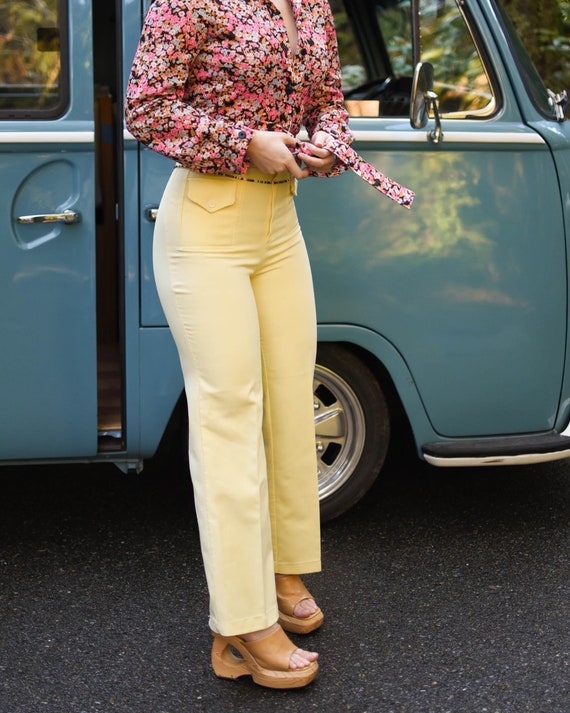 70’s Buttery YELLOW polyester Flares - image 5