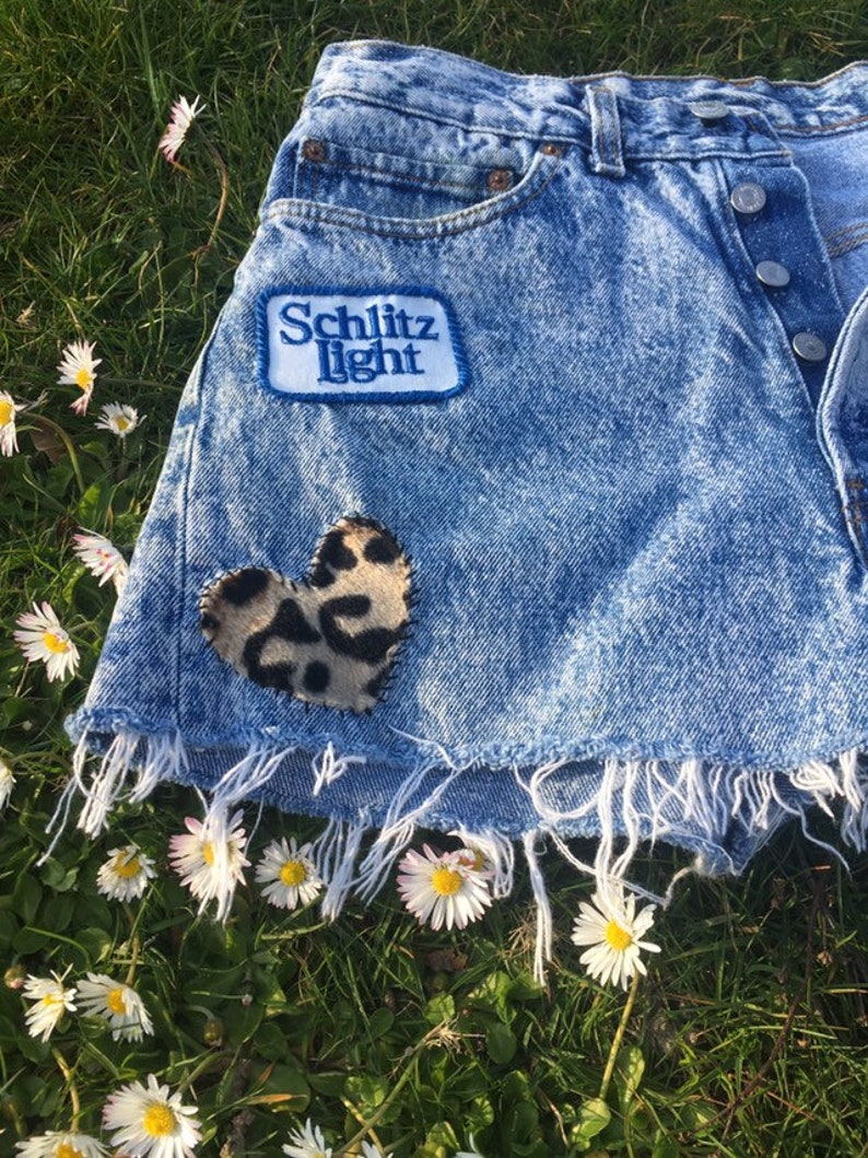 501 Patched Levi\u2019s cut off shorts Waist 31\u201d Acid Wash Vintage
