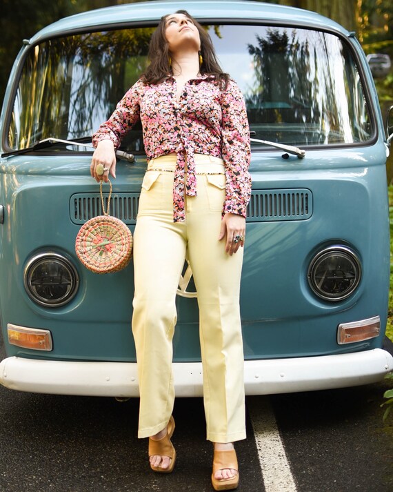 70’s Buttery YELLOW polyester Flares - image 3