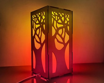 Tree Pattern Laser Cut Lamp, Forest Night Light Template, Wood Light Box (Digital Download)