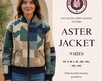 Naaipatroon jas pdf | Patchwork bomberjackpatroon | Naaipatroon jasje | Digitale download