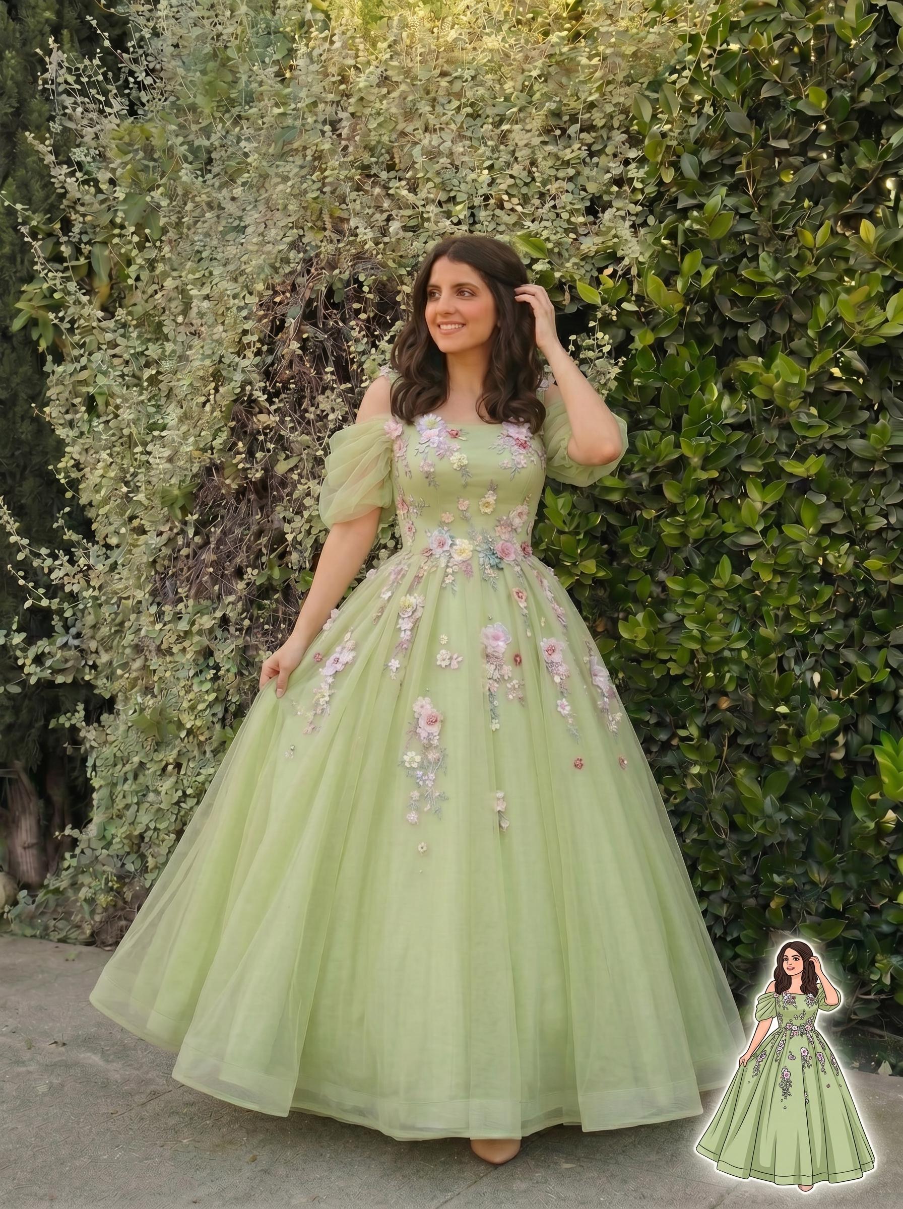 green emerald velvet dress Evelyn Puff Sleeve Midi Dress – Styled With Claire main image 1