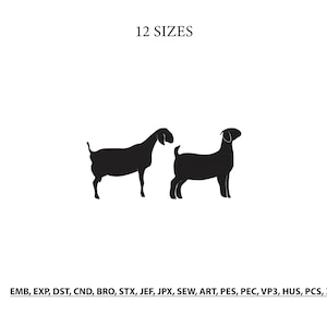 Goat Embroidery Design- Show Goat Machine Embroidery Design- Farm Animal Embroidery Design- Livestock Embroidery- Cute Goat Design- 12 Sizes
