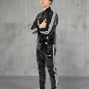 High Shine Black PVC Jacket without Hood - Soft-Touch Inner Lining image 6