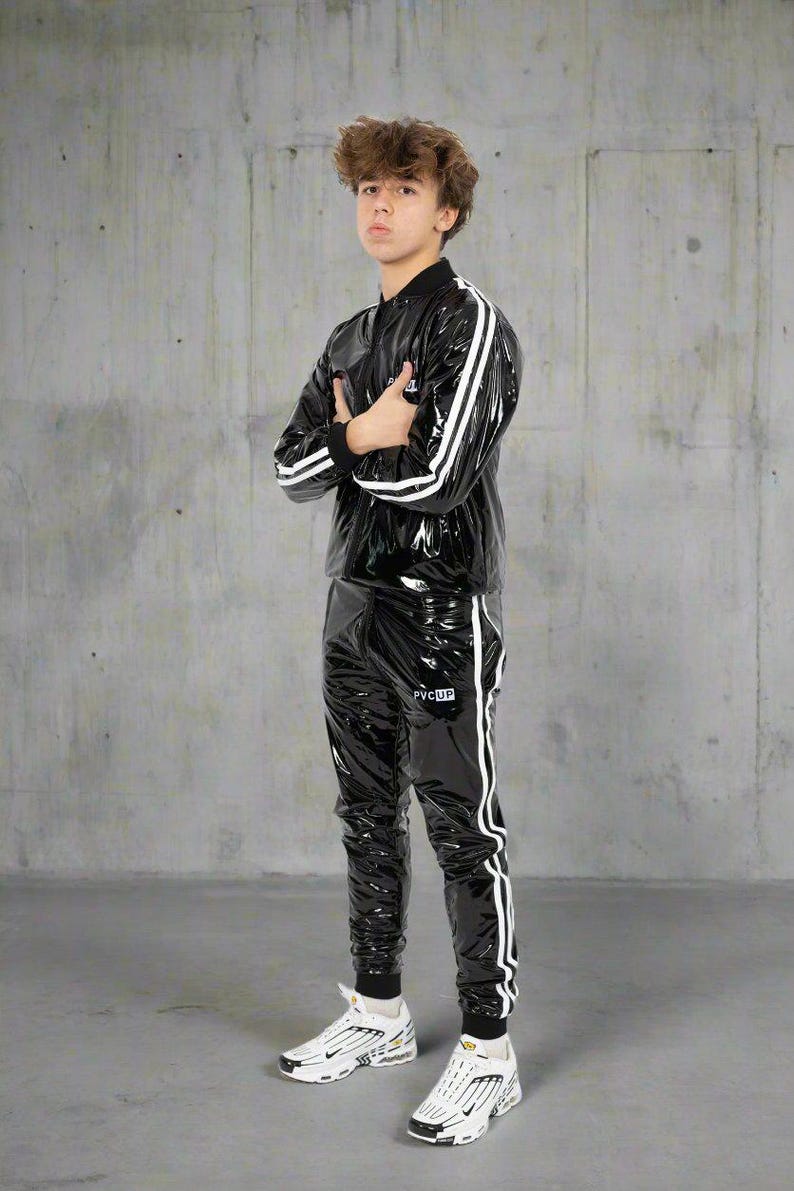 High Shine Black PVC Jacket without Hood - Soft-Touch Inner Lining image 6