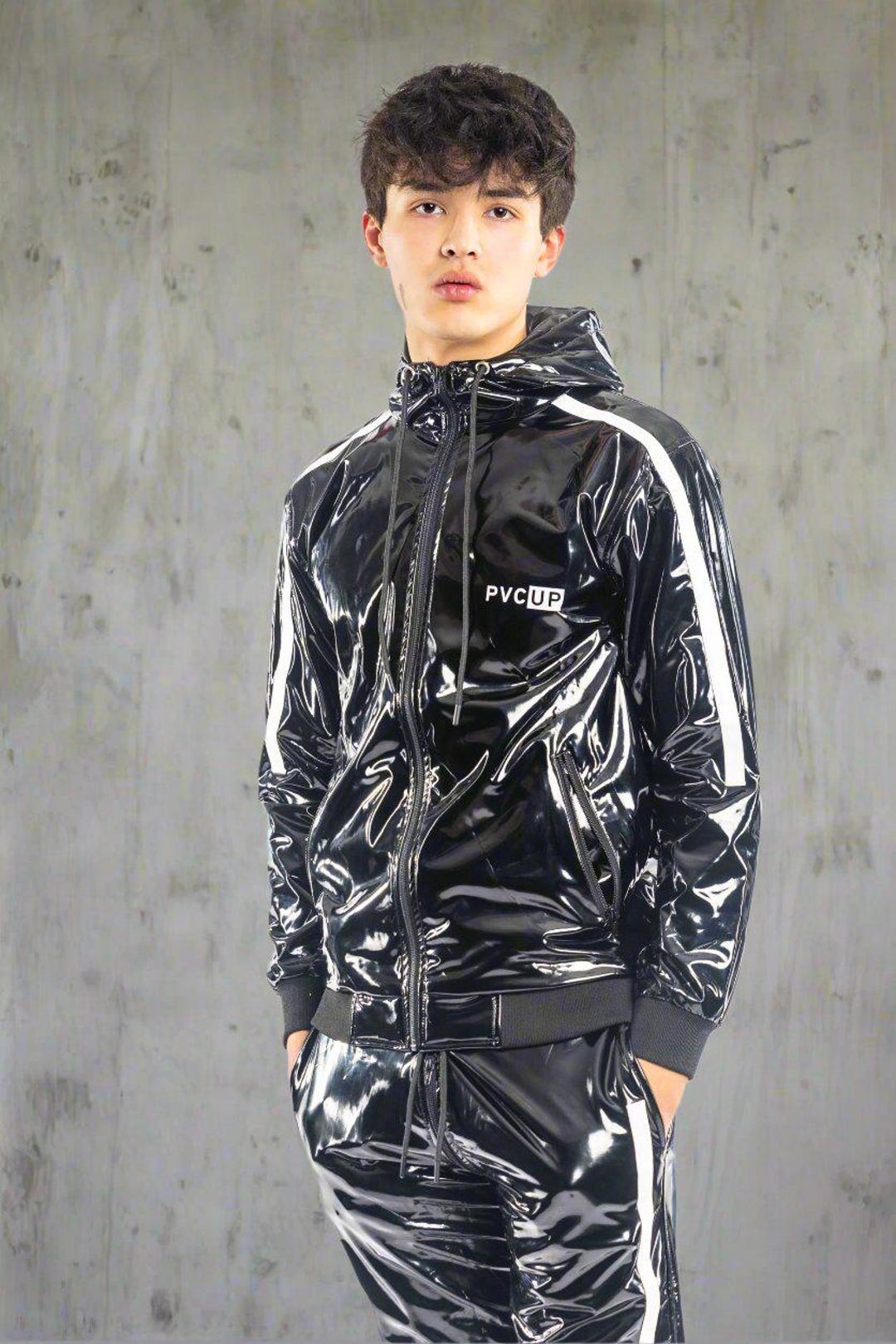 Shoulder Jacket Pvc High Gloss Shiny PVC Jacket With Hood and Soft-touch Inner Lining - Etsy