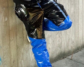 Men's Glossy PVC PU Wet Look Pants with Premium Nylon Lining