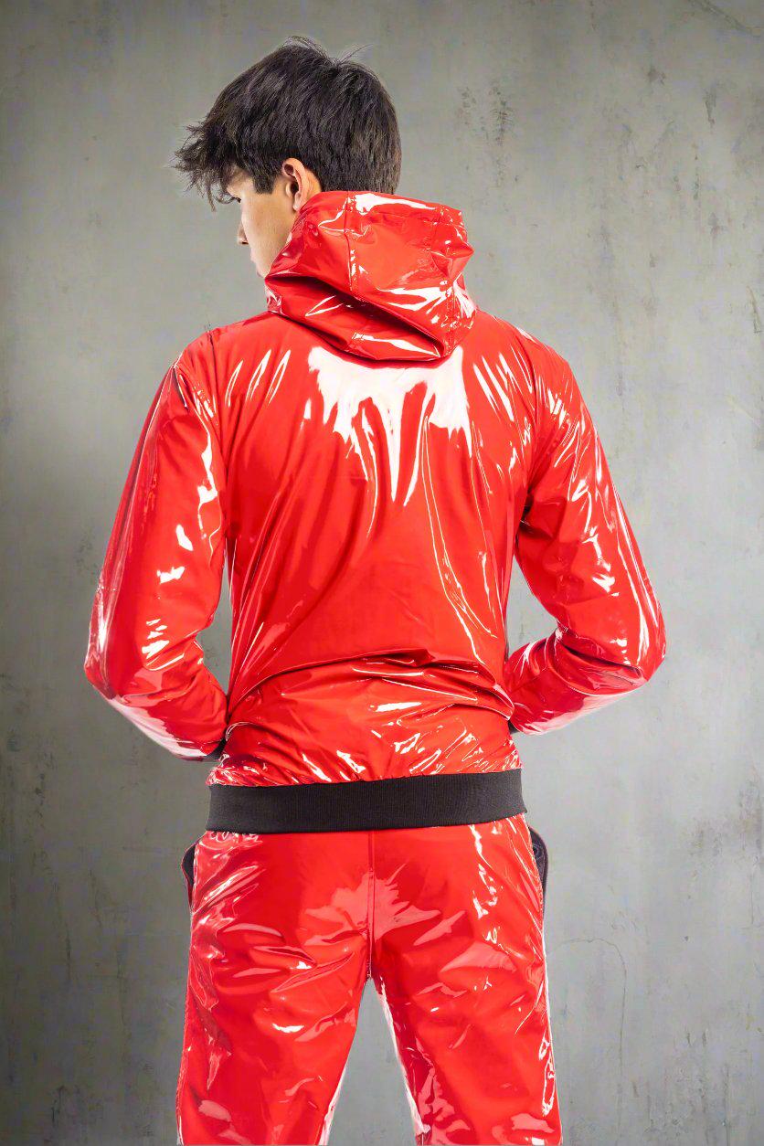 Identity Pvc Jacket Premium PVC Patent Leather Jacket With Hood, Red/black, Sizes 2XS - 3XL ...