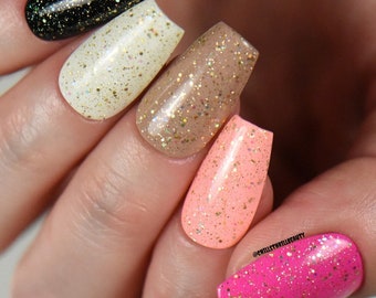 Gold holographic rainbow iridescent glitter topper indie nail polish - Spellbound Nails Rags to Riches