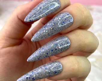 Hanukkah Oh Hanukkah - Esmalte de uñas holográfico azul y plateado con purpurina, esmalte de uñas indie para Hanukkah