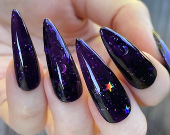 Be-Witching – esmalte de uñas morado con purpurina holográfica de gel para Halloween
