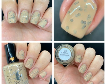 I Did It All for the Cookie - custom nude bronze glitter nail polish