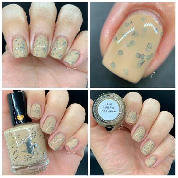 I Did It All for the Cookie - custom nude bronze glitter nail polish