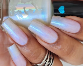 Pearl semi-sheer opalite shimmer glow in the dark indie nail polish - Spellbound Nails Ghostly Guardian