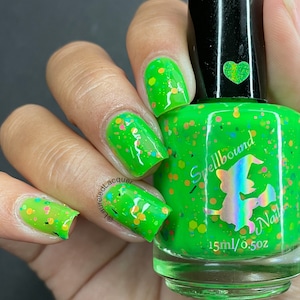 Neon green Halloween indie nail polish | Spellbound Nails Gramarye