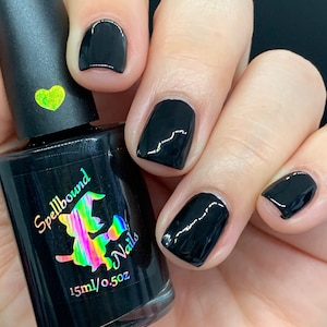 Black creme indie nail polish - Spellbound Nails Black Eye