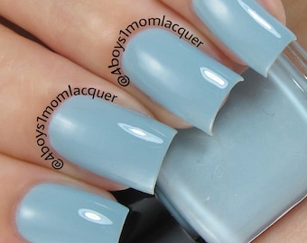 Misty Blue - Blue Gray Creme Nail Polish, Soft Blue Indie Nail Polish