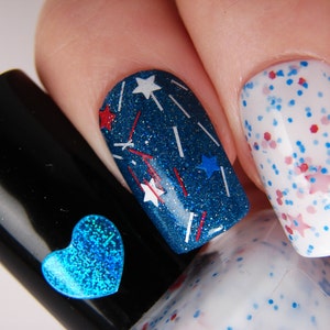 Star Spangled White Crelly Red Blue Glitter Nail Polish image 7