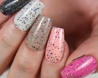 Silver holographic rainbow glitter topper indie nail polish - Spellbound Nails Iris