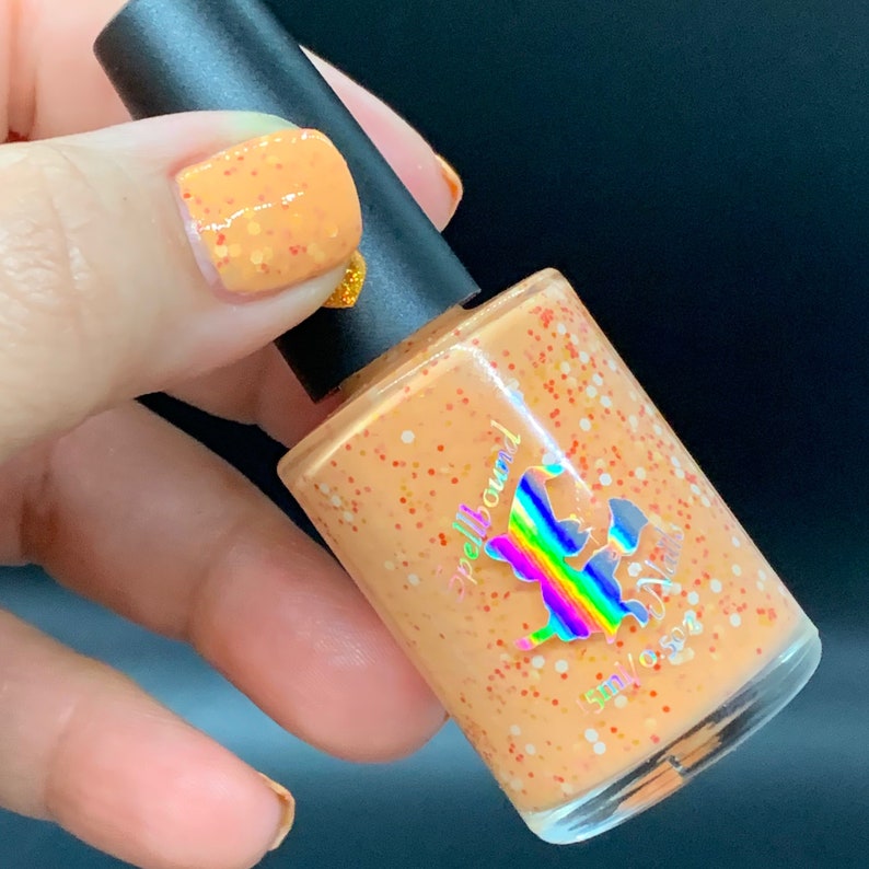 Sunny Side Up custom pastel orange creme glitter nail polish image 4