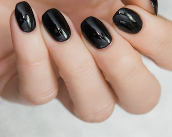 Black Eye - Esmalte de uñas cremoso negro intenso, esmalte de uñas Black Galaxy, esmalte de uñas indie
