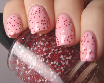 Peppermint Pinwheels - Christmas holiday glitter topper indie nail polish