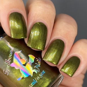 Bugged - custom handcrafted pearly green multi-chrome nail polish