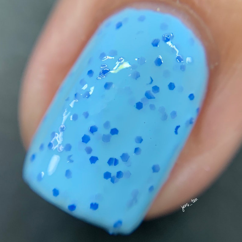 Little Boy Blue custom handcrafted baby blue crelly glitter nail polish immagine 4