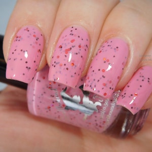 Pink crelly glitter indie nail polish - Spellbound Nails Peppermint Mocha Latte